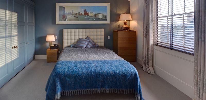 Blue Bedroom In Private Residence