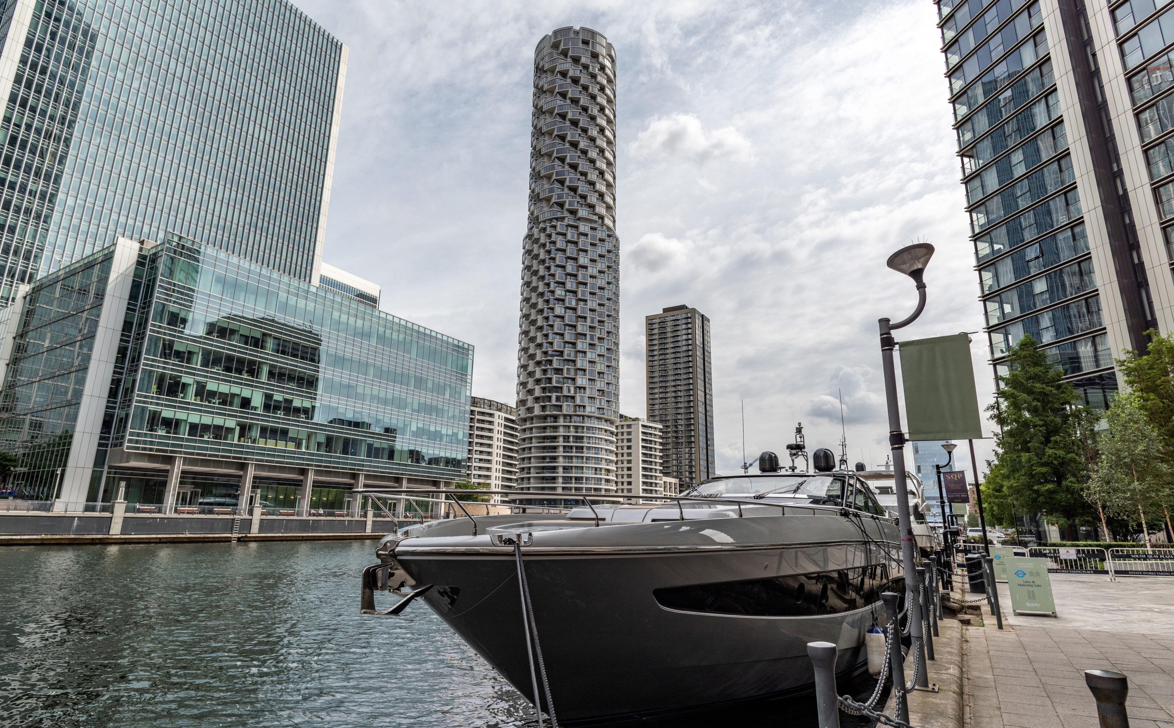 waterfront view of Wood Wharf building